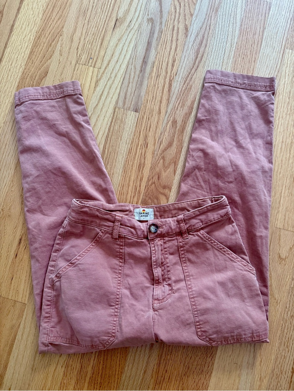 Marine Layer Dusty Rose Button-Front Pants